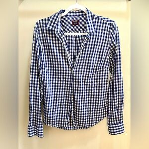 UNTUCKit Women's Bella Checkered Shirt in Navy Plaid Size 6